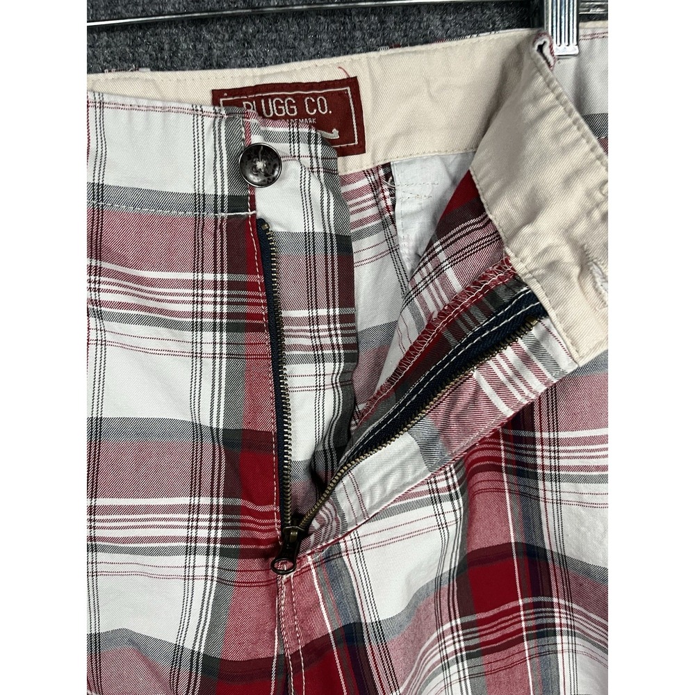 Plugg Mens Red Plaid Bermuda Shorts Size 42" Inseam 10" Outdoors Beach Trunks - Picture 2 of 7